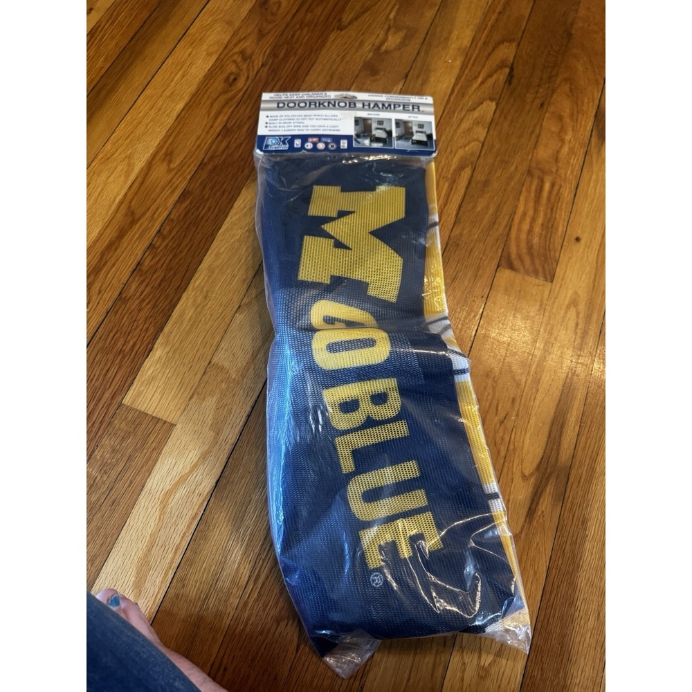 Vintage University Of Michigan Go Blue‎ Doorknob Laundry Hamper NIP USA Made